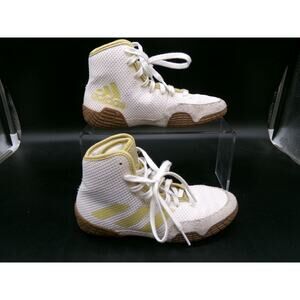 Adidas Tech Fall 2.0 White Gold High Cut Mesh Wrestling Shoes FV2469 Youth SZ 1